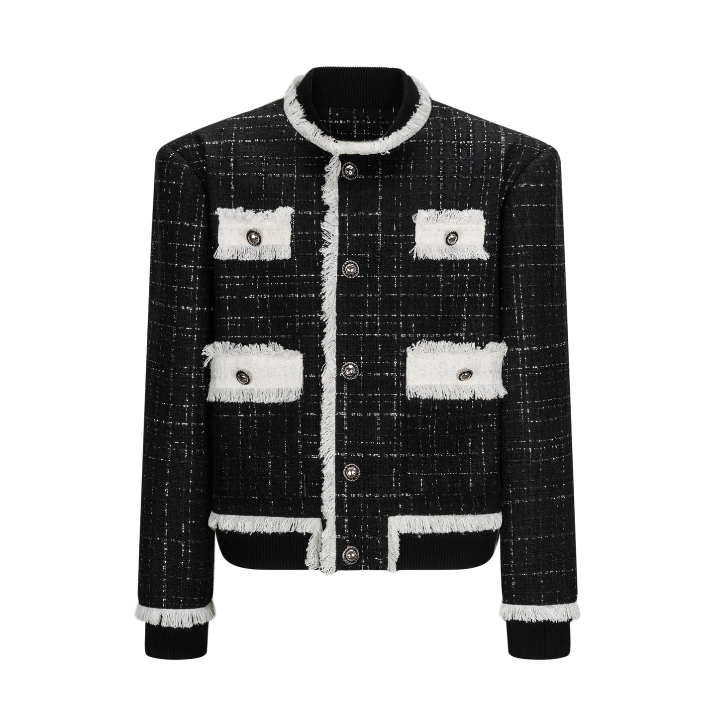 TIWLLTANG Qi Shi Lu &quot;White Fluorescent Light&quot; ribbed splicing Chanel style jacket hand-brushed suit