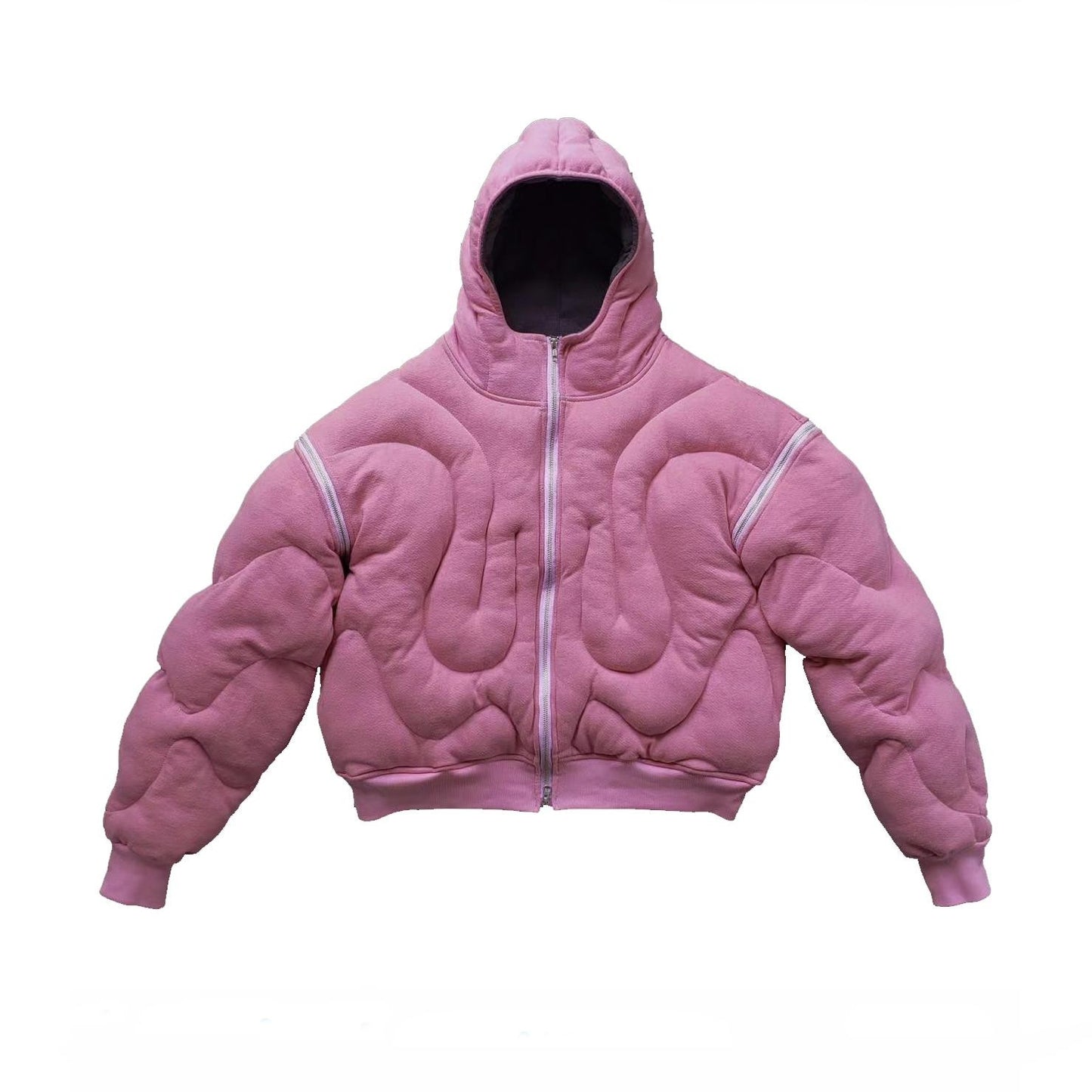 TrendMaybe&quot;brain hoodie&quot; removable sleeve hoodie two-way jacket loose quilted coat