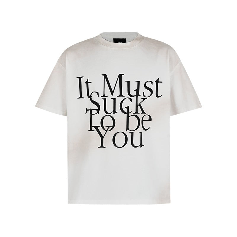 ANTIDOTE slogan partial spray painting letter printing retro distressed short-sleeved T-shirt men's couple tops