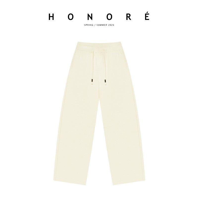 HONORE Gu Yue fashionable sports style comfortable and soft wool banana grandma thin velvet pants