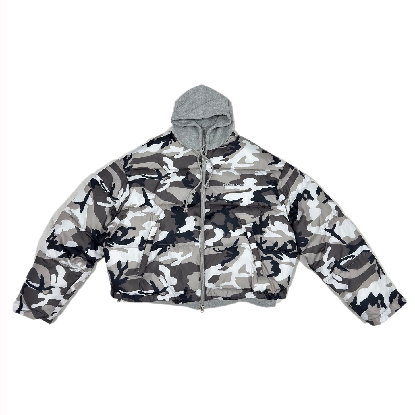 ASTT 24FW Winter New Black and White Camo Double sided Loose Hooded Zipper Thick Cotton Jacket Top Breadman