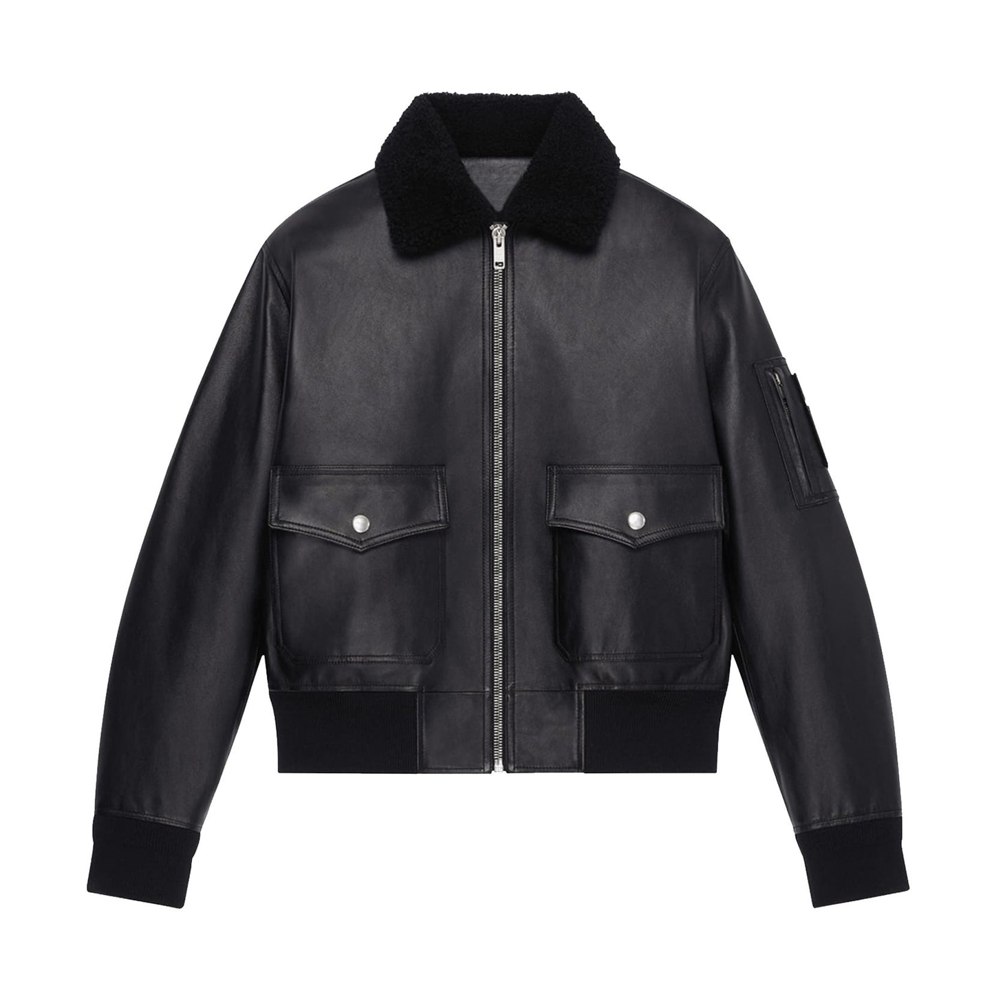 TrendMaybe &quot;Fashionable Men's Luxury&quot; Fur Collar Calfskin Flight Suit Leather Jacket Men's Coat