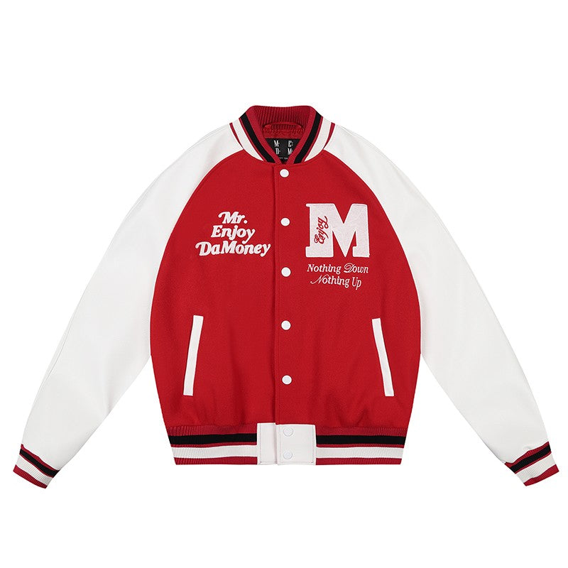 Hou Minghao's same MEDM font typesetting baseball jacket for men and women American loose autumn and winter casual jacket