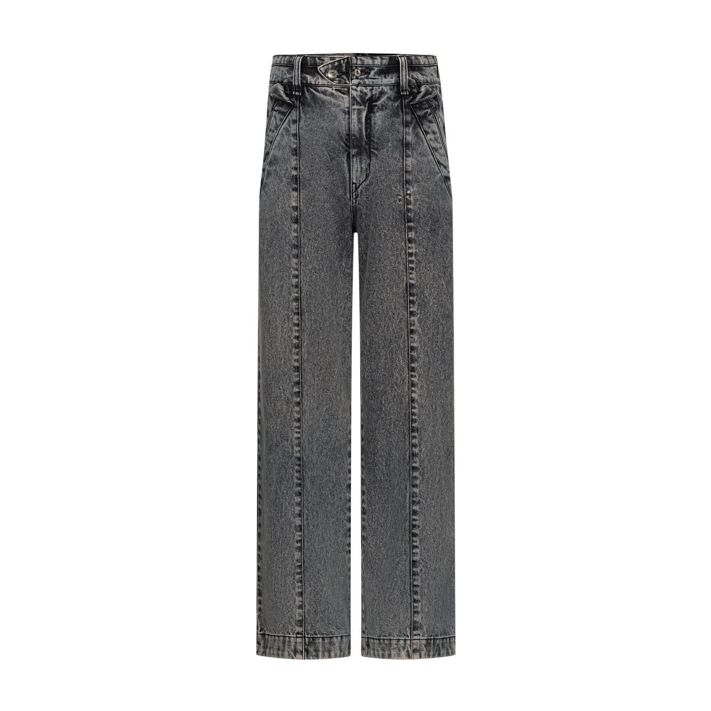 TIWILLTANG Qi Shi Lu &quot;Qin Yu Pleats&quot; Retro Washed Hem Casual Denim Straight Pants