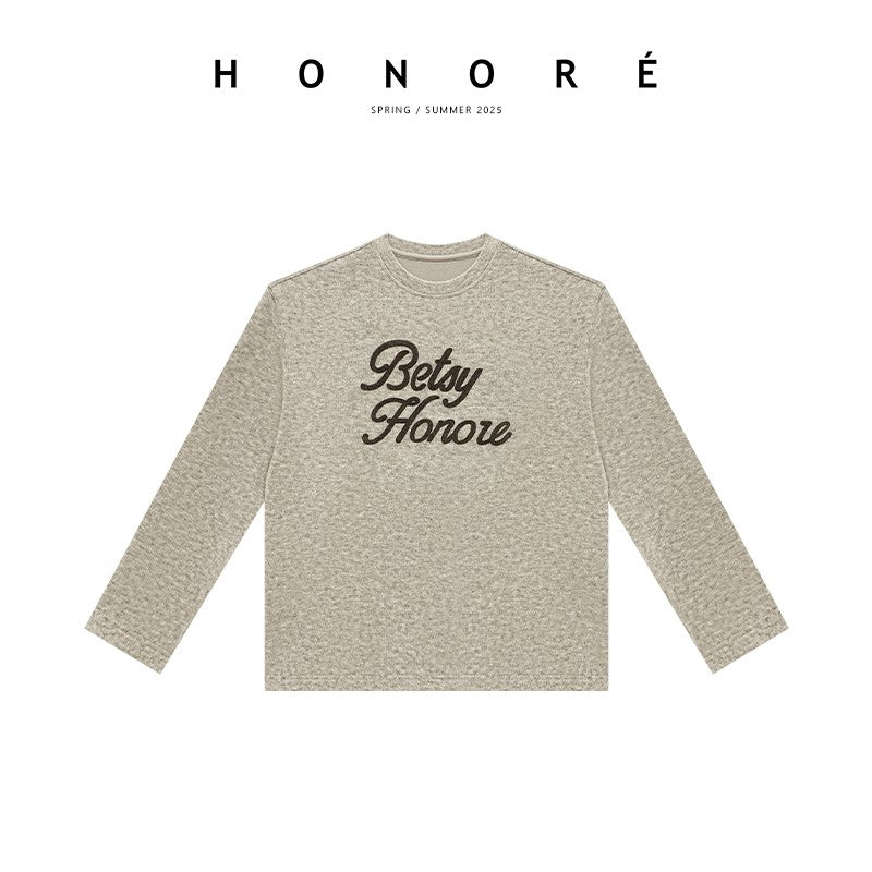 HONORE Guyue original woolen logo custom knitted one-piece fabric brushed sweatshirt T