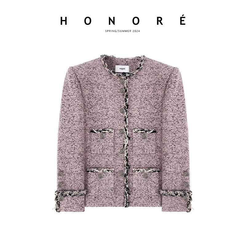 HONORE Gu Yue Museum Collection Exclusive Custom Solid Button Tweed Ribbon Chanel Jacket