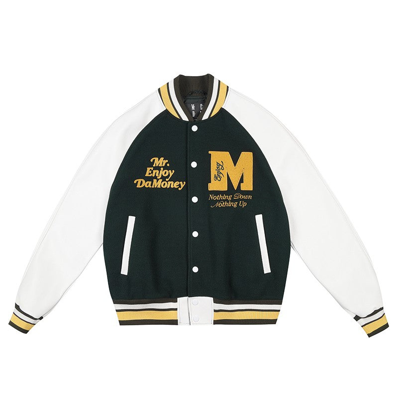 Hou Minghao's same MEDM font typesetting baseball jacket for men and women American loose autumn and winter casual jacket