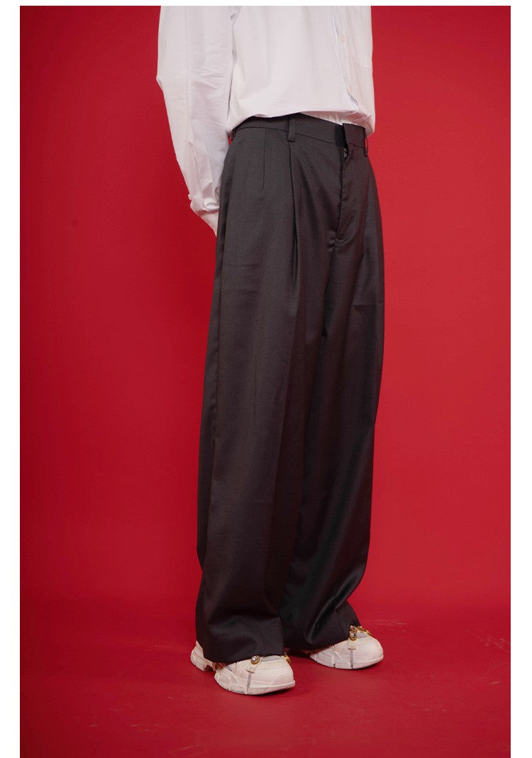 CLP light luxury wide-leg trousers men's casual loose straight simple high Japanese trend Korean version of trousers ins