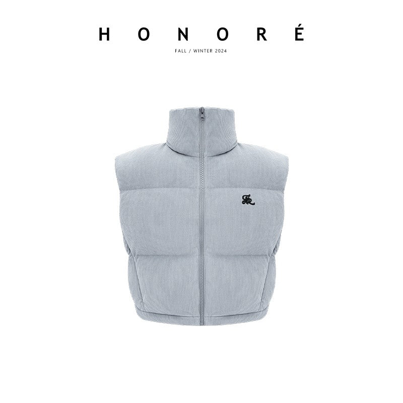 HONORE Guyue Samsung Anxin 95 duck down acetate urban sense vest sweatshirt sweatpants three-piece suit