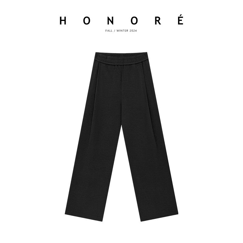 HONORE Guyue strongly recommends B-in cashmere acetate pleated lazy and relaxed wide-leg casual pants