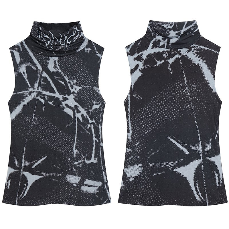 DND4DES American street hip-hop Drill elastic mask full print mesh high collar sleeveless vest summer