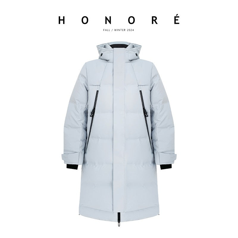 HONORE Guyue winter limited edition long ski functional three-proof goose down jacket