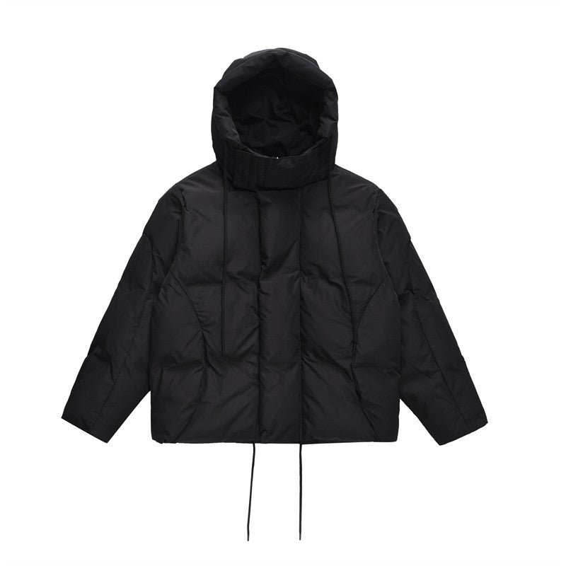 BTSG American retro solid color functional drawstring hooded cotton coat niche high-end cotton coat