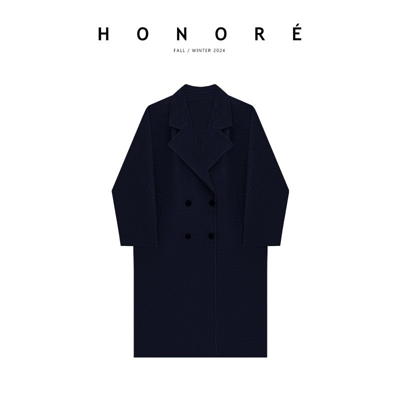 HONORE Guyue's new store 100 sheep wool silhouette high quality warm wide minimalist coat