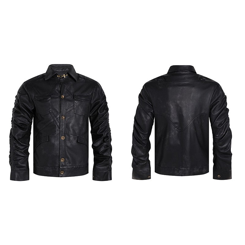 DND4DES Zheng Runze's same style cleanfit heavy original design retro shoulder pad leather jacket jacket