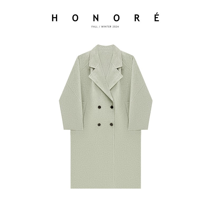 HONORE Guyue's new store 100 sheep wool silhouette high quality warm wide minimalist coat