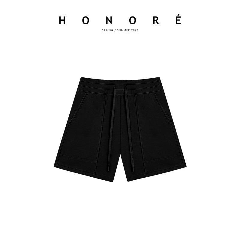 HONORE Guyue Sand Washing Technology Air Conditioning Lazy Set Sweater + Leggings + Shorts