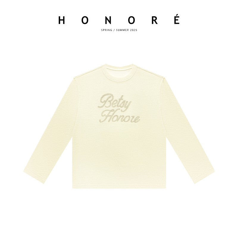 HONORE Guyue original woolen logo custom knitted one-piece fabric brushed sweatshirt T