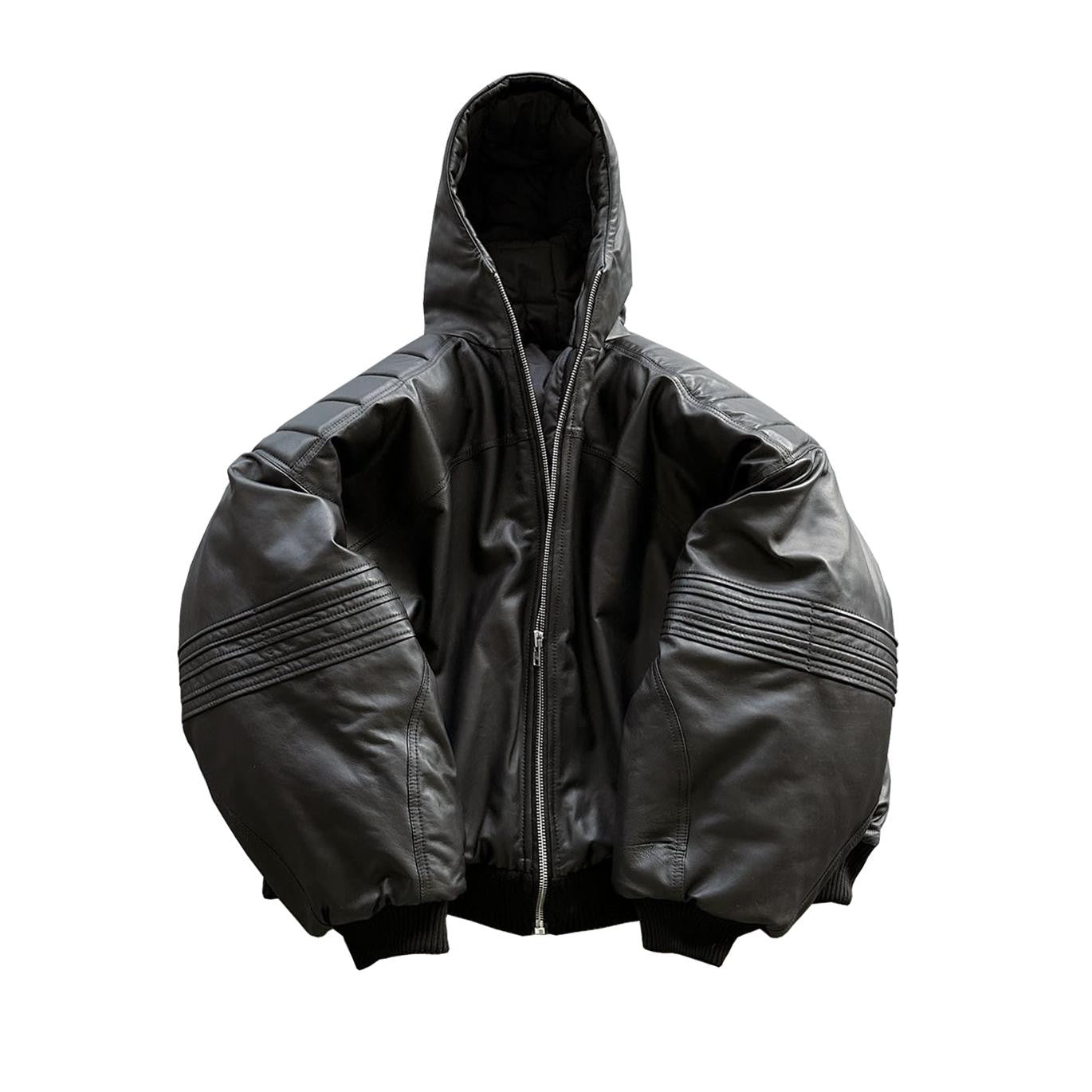 TrendMaybe &quot;Astronaut Bomber&quot; loose hooded leather jacket Astronaut quilted coat