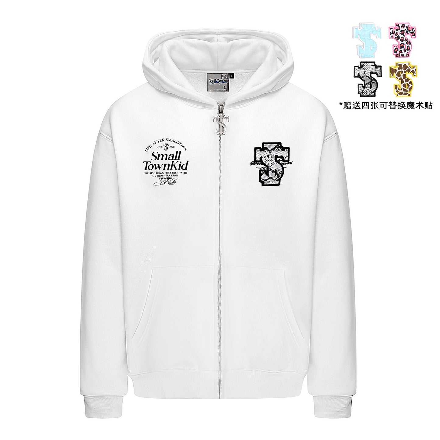 STK SmallTownKid Animal Texture LOGO Velcro Cardigan Sweatshirt Spring and Autumn Couple Hoodie Jacket