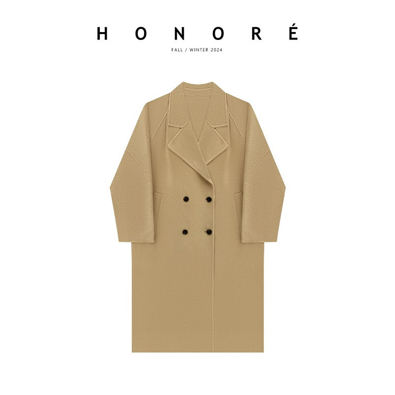 HONORE Guyue's new store 100 sheep wool silhouette high quality warm wide minimalist coat