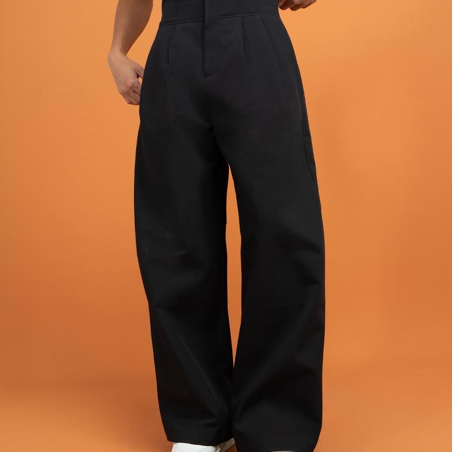 CLP black high waist wide leg casual trousers trousers men and women loose straight drape trousers retro light luxury miu