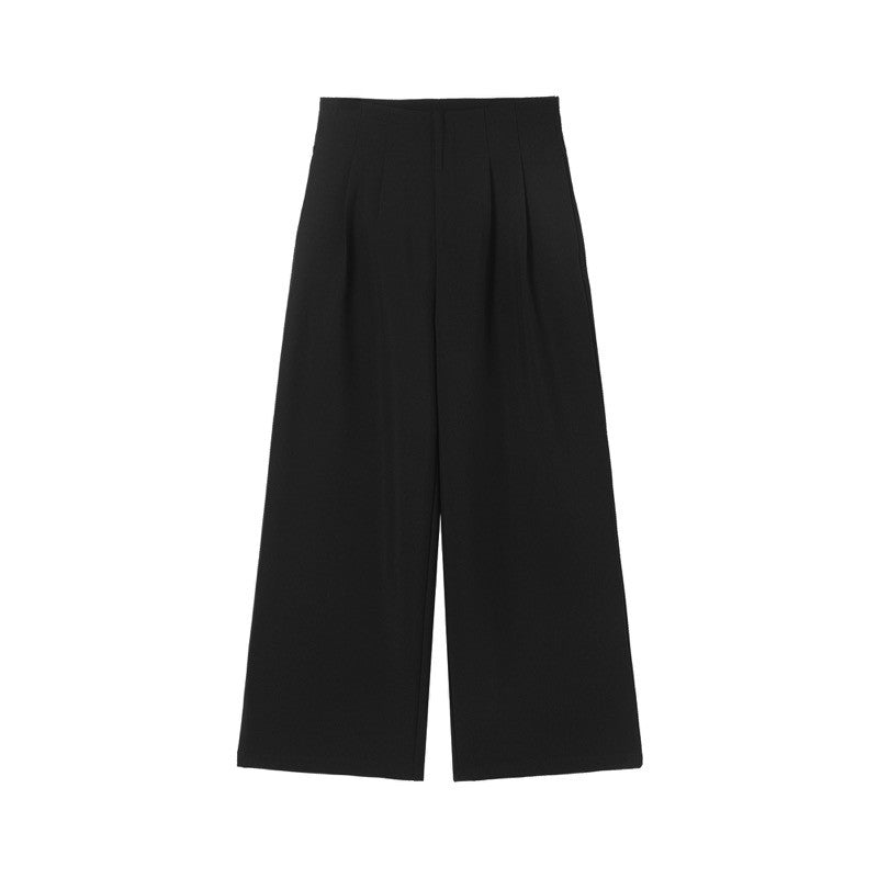 CLP black high waist wide leg casual trousers trousers men and women loose straight drape trousers retro light luxury miu