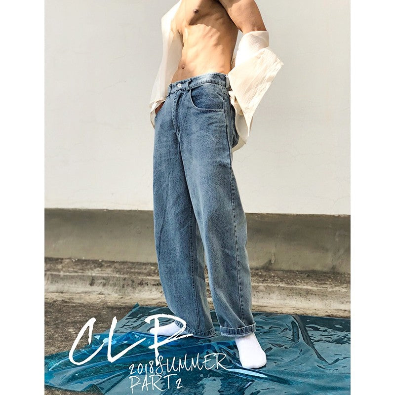 Vintage vintage wide leg jeans, loose straight leg hippie style, vintage disco style motorcycle pants