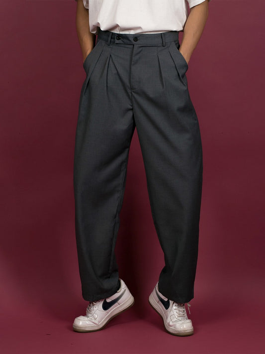 CLP original men's retro basic gray loose wide-leg trousers fashionable and versatile leg-lengthening casual trousers