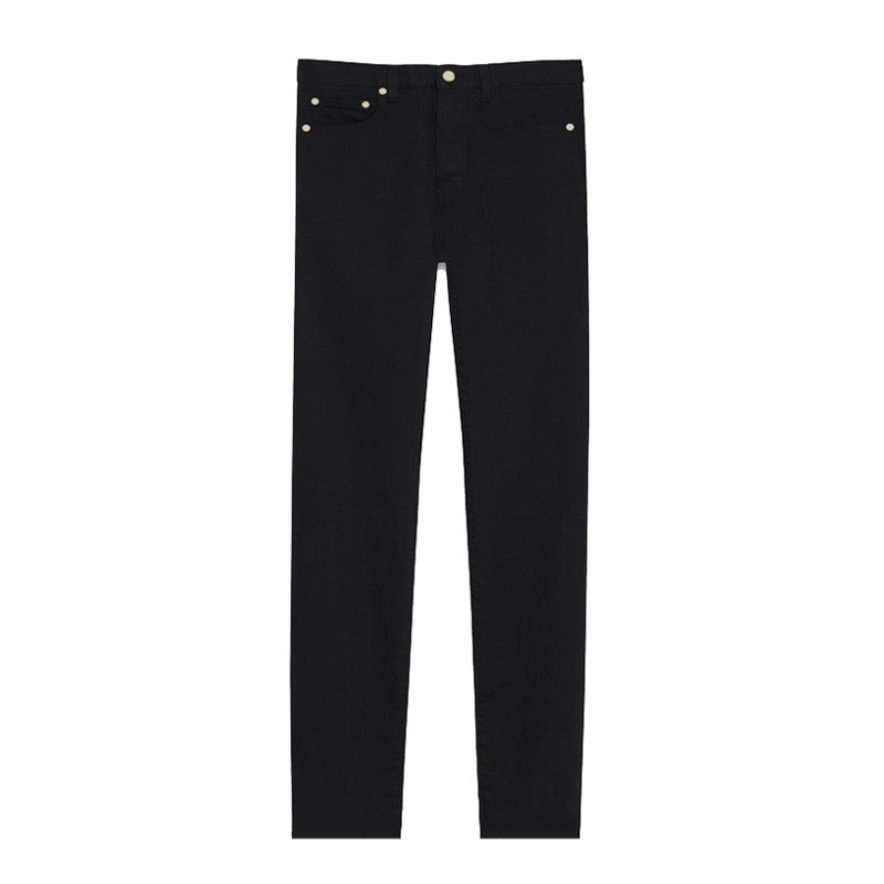 CLP black skinny jeans for men, elastic, slim-fit, retro, trendy, casual, high-end, tall, slim and versatile