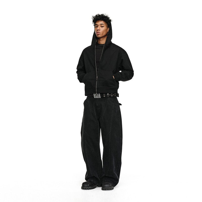 ANTIDOTE deconstructed tailoring heavy washed canvas casual overalls wide-leg drapey scimitar pants men