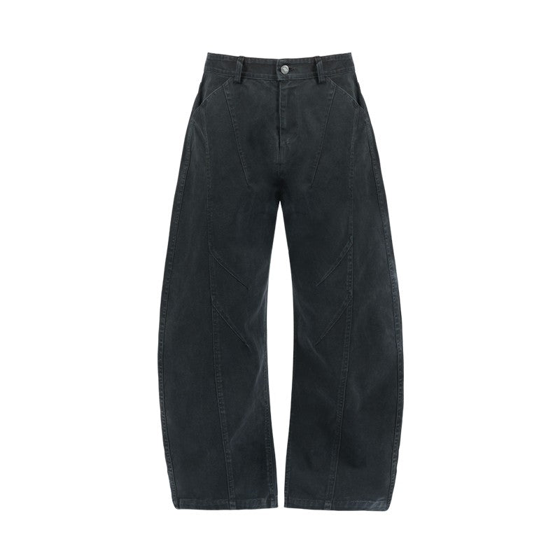 ANTIDOTE deconstructed tailoring heavy washed canvas casual overalls wide-leg drapey scimitar pants men