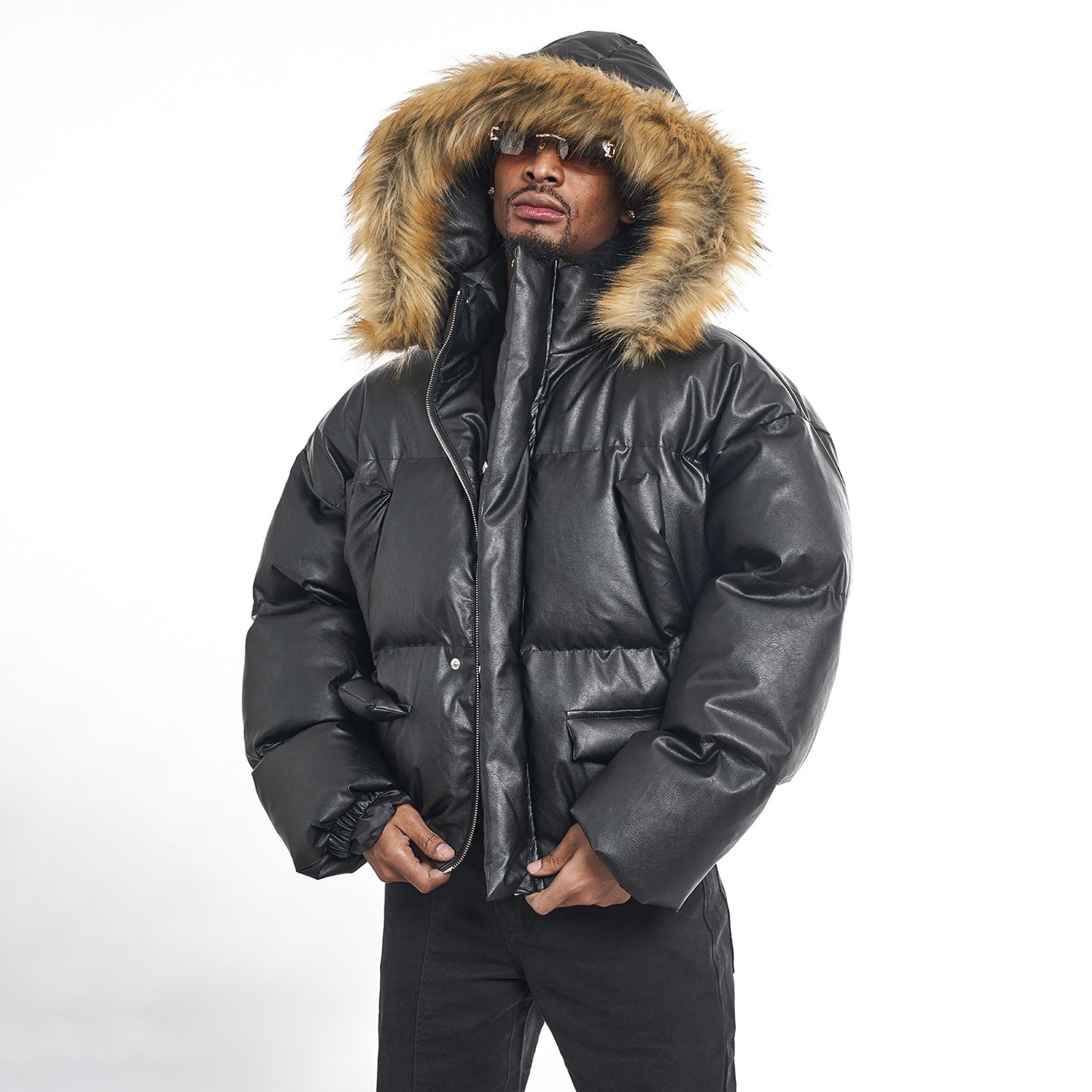 MT99 Parker &quot;One piece for winter&quot; winter men's fur collar cotton jacket warm cotton jacket with detachable hood