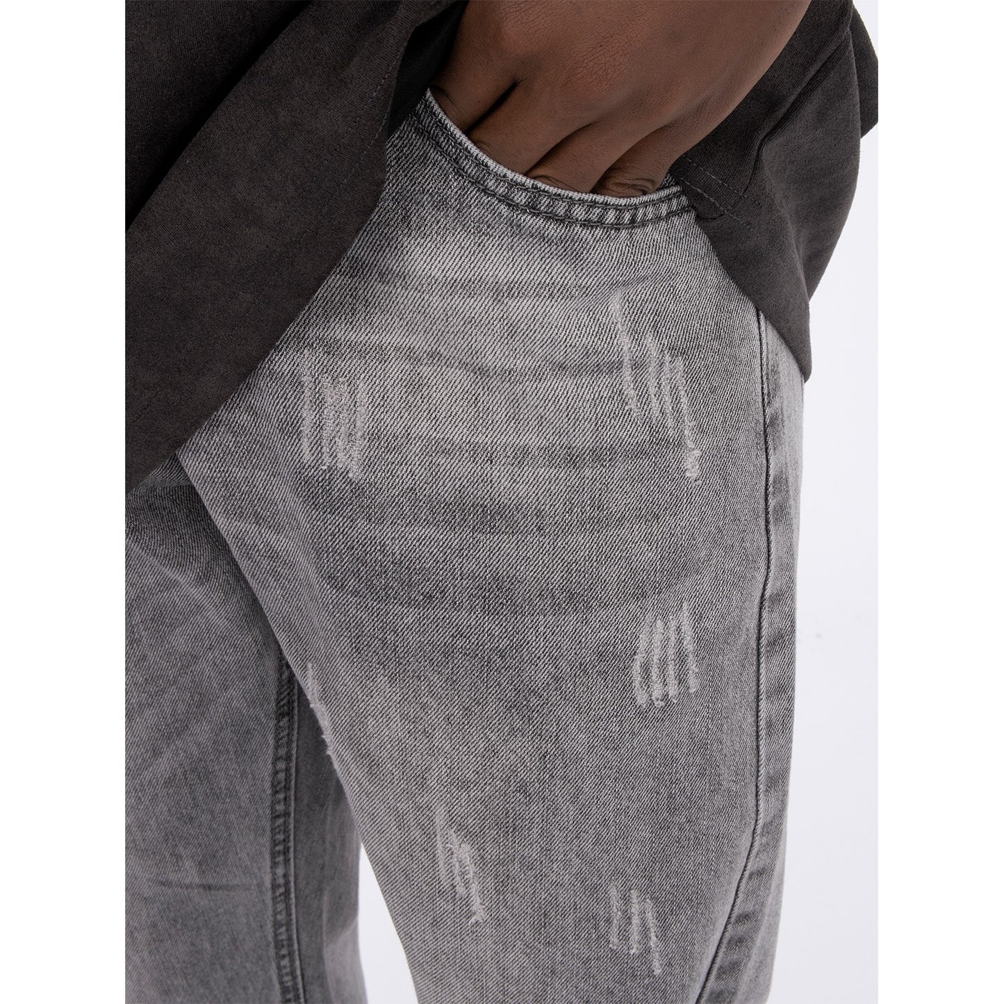 MT99 basic washed jeans trendy brand loose casual straight pants retro hip-hop American street trousers for men