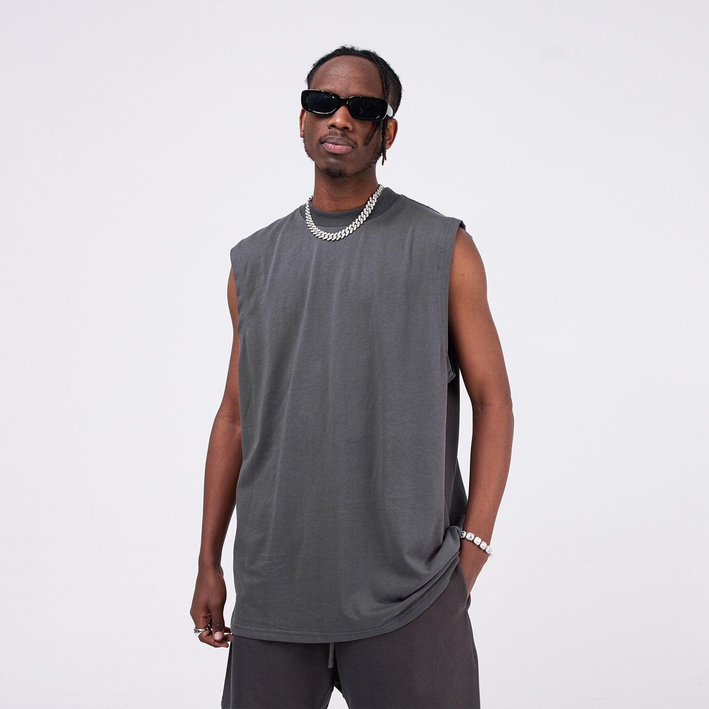 MT99 04SS American Street Simple Basic Sleeveless T-shirt Casual Breathable Basketball Fitness Sports Vest Men