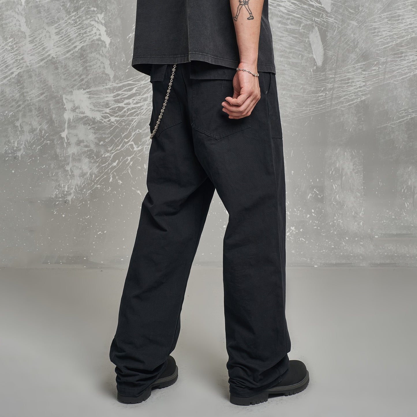 MT99 American cleanfit high-grade drape mopping casual pants summer retro slim black overalls trend