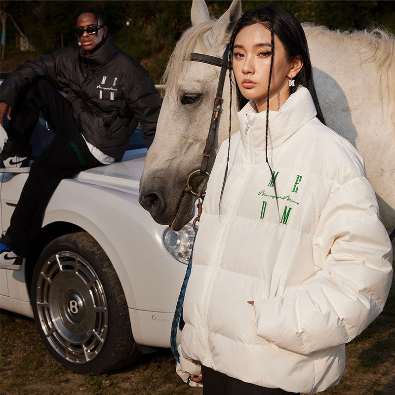 Hou Minghao/Wang Hedi same style MEDM national trend brand letter embroidered stand collar down jacket men's winter coat