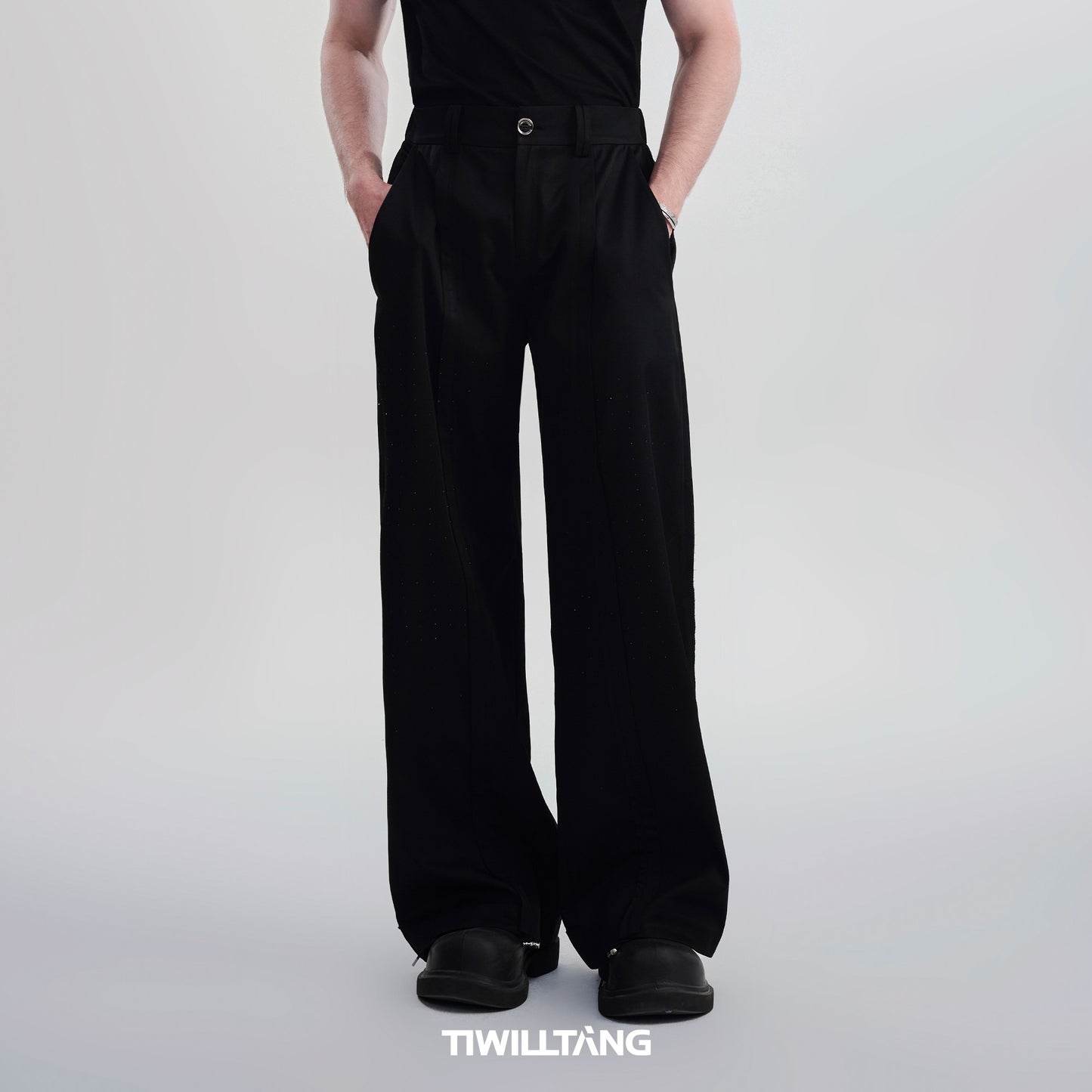 TIWILLTANG Qishilu &quot;Stars Surrounding the Pole&quot; casual loose design hot diamond silhouette wide-leg pants