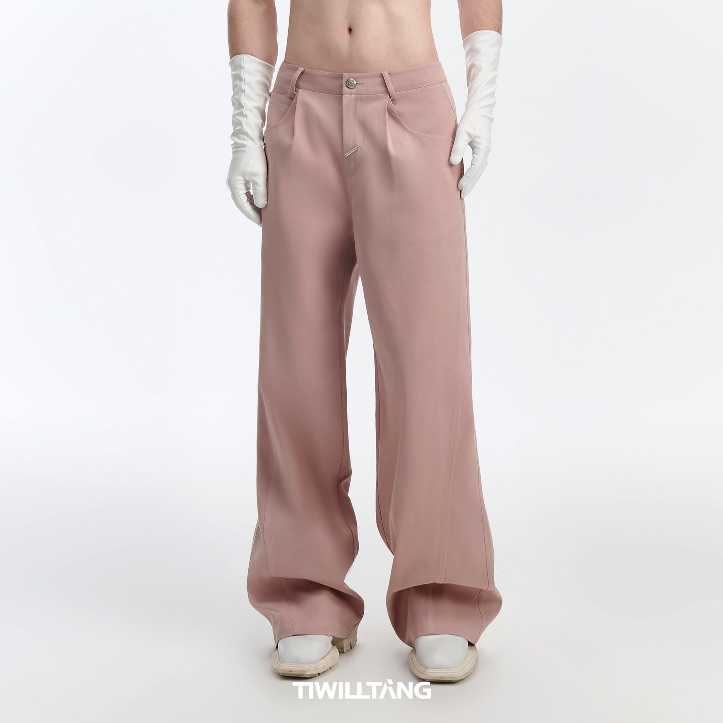 TIWILLTANG Qi Shi Lu &quot;Yi Ling Thorn&quot; contrast color line stand collar suit men's casual straight trousers