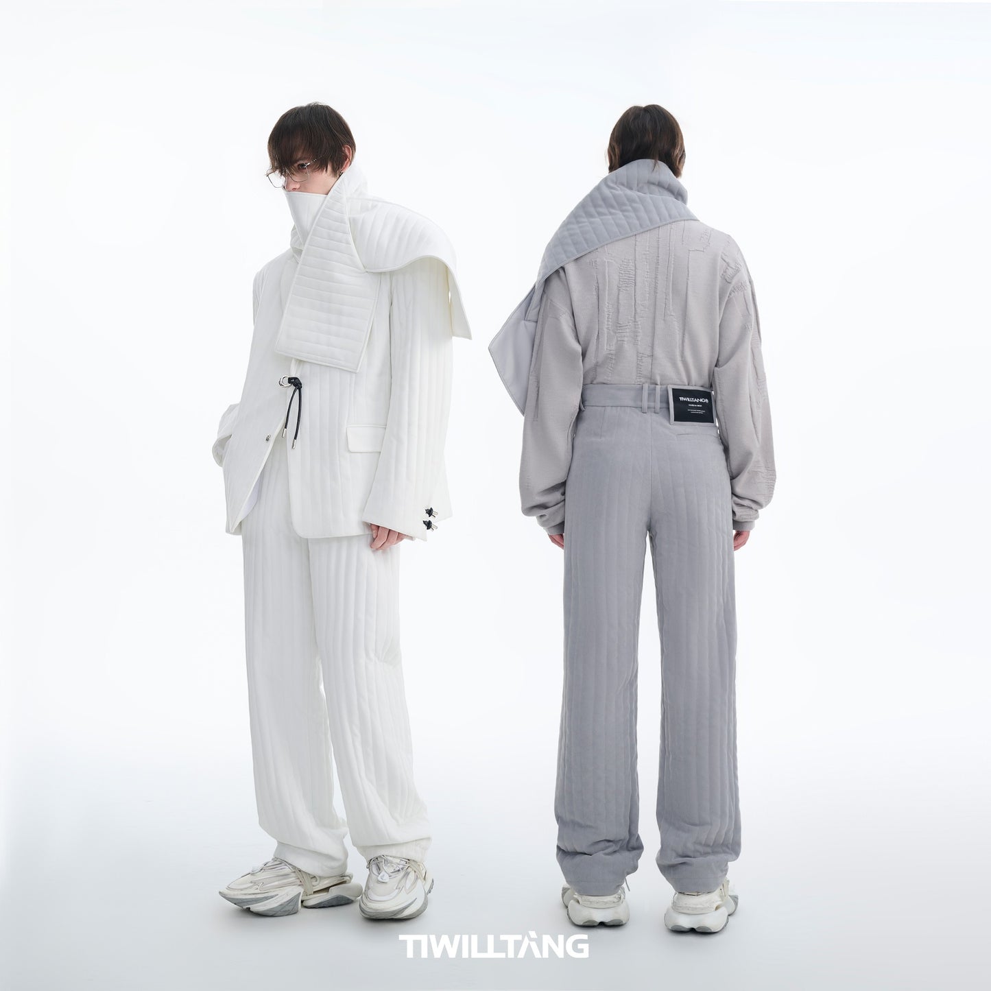 TIWILLTANG Qishilu &quot;Saint Wing Quilted Silence&quot; Quilted Cotton High-end Drape Straight Casual Long Suit Pants