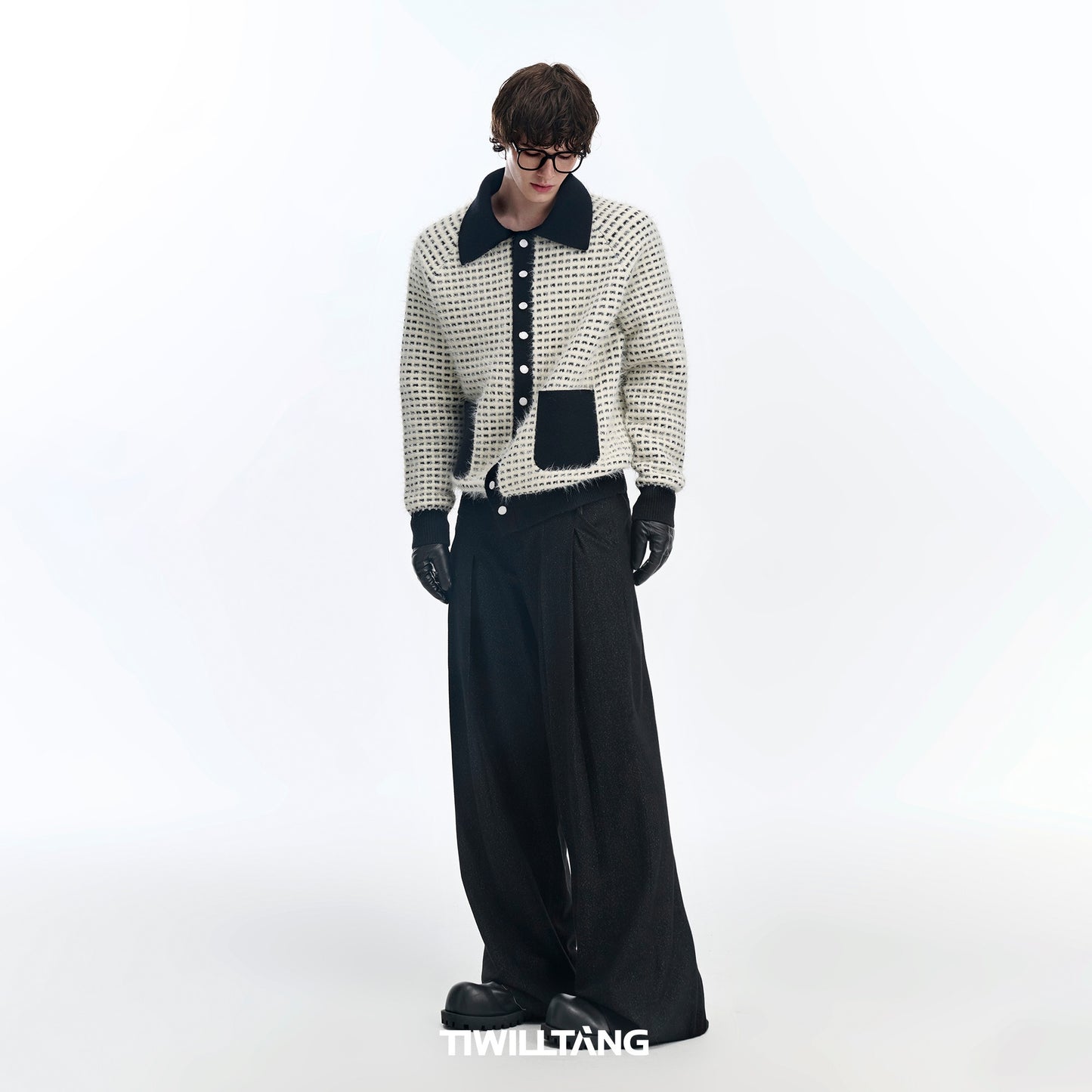 TIWILLTANG Qishilu &quot;Lianjiang Ningple&quot; double pleat three-dimensional tailoring wide-leg wool silhouette trousers