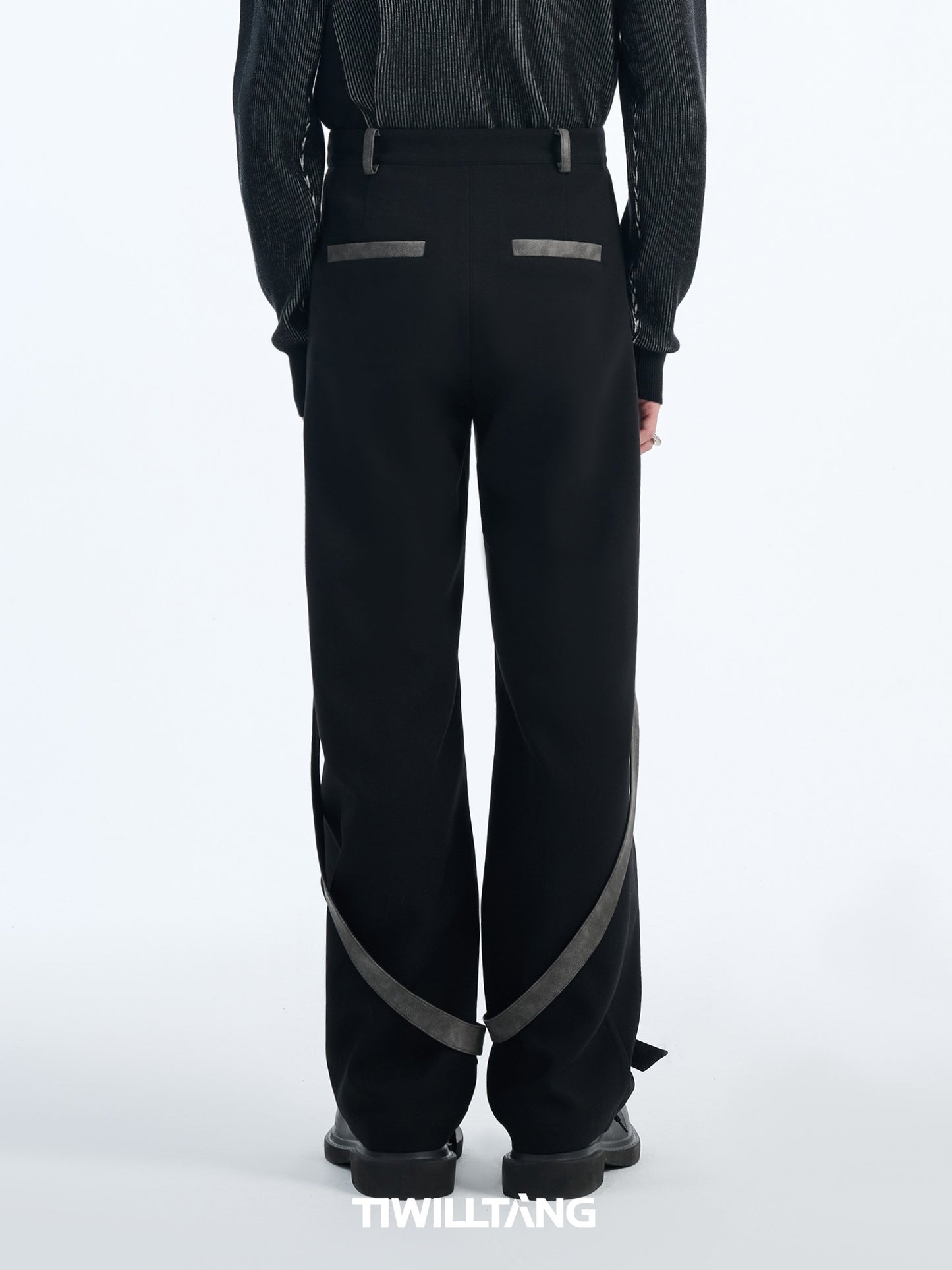 TIWILLTANG Qishilu &quot;Vague and Luxurious&quot; ribbon stitching and wrapping adjustable contrasting color casual trousers