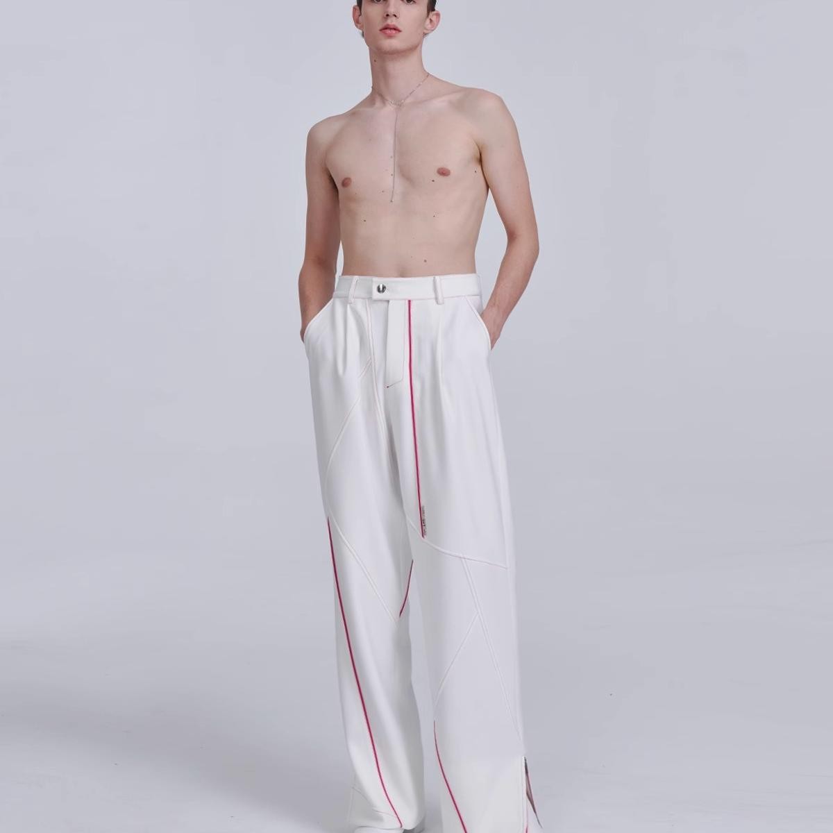 TIWILLTANG Qi Shi Lu &quot;Shen Nan Ji Yu&quot; deconstructed slit zippered wool trousers