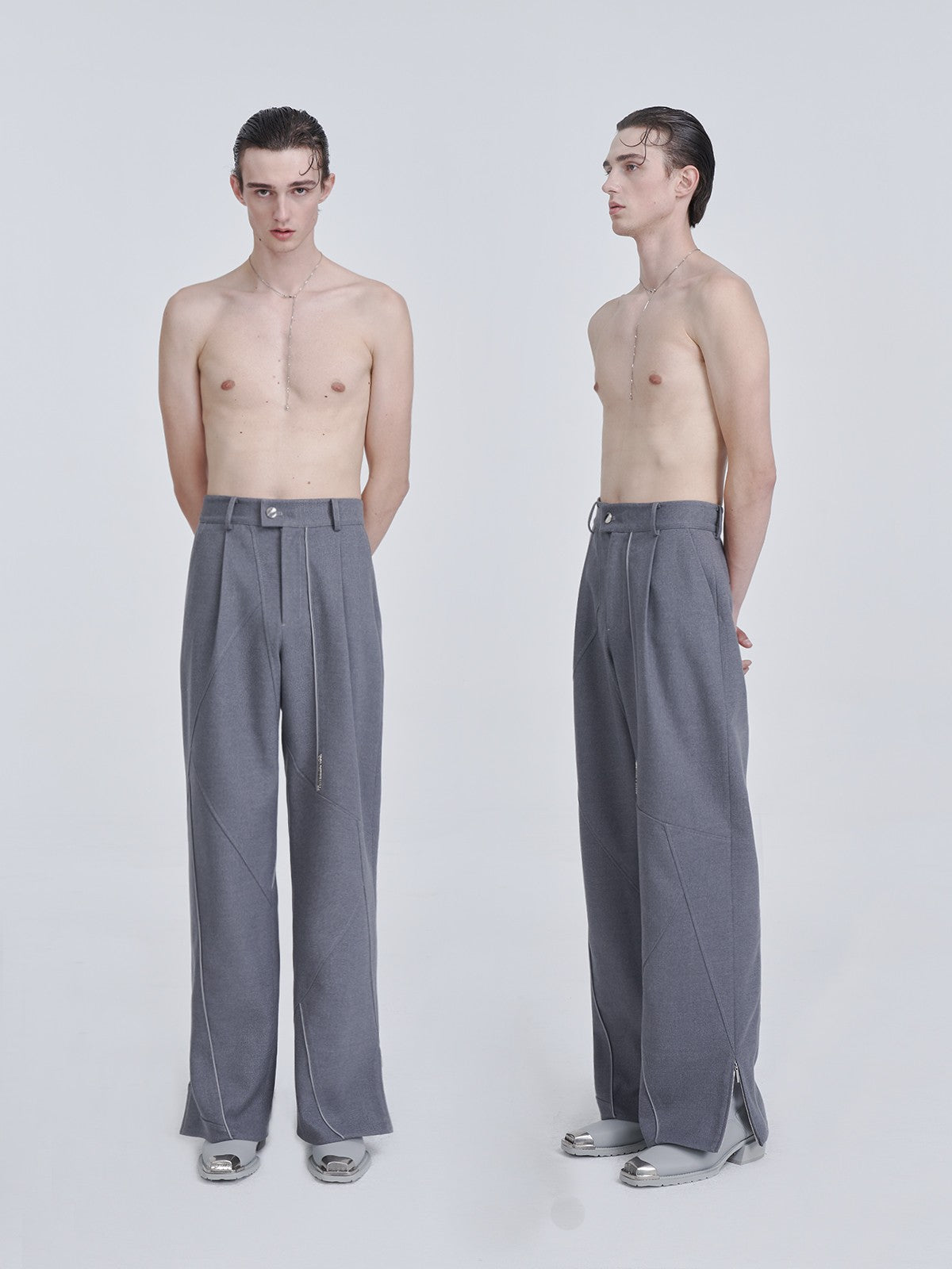 TIWILLTANG Qi Shi Lu &quot;Shen Nan Ji Yu&quot; deconstructed slit zippered wool trousers