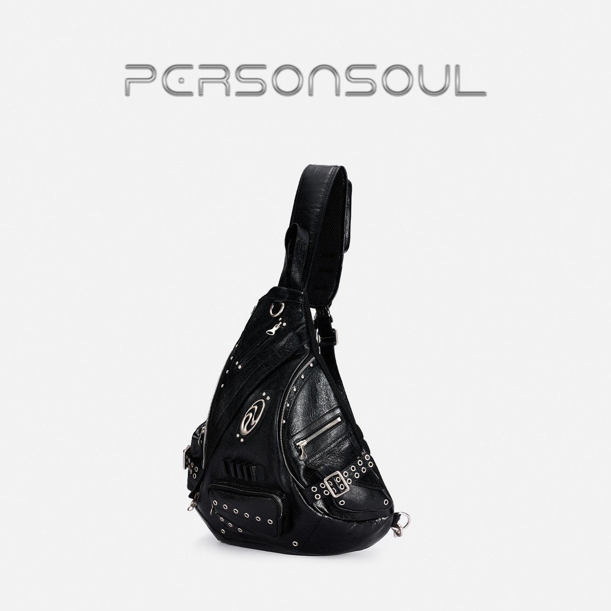 PERSONSOUL* soul human sheepskin punk one-shoulder tactical backpack SheepskinShoulderBag