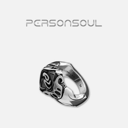 PERSONSOUL* Soul Human Meta-Symbol Command Stamp Ring 925 Silver Command Stamp Ring