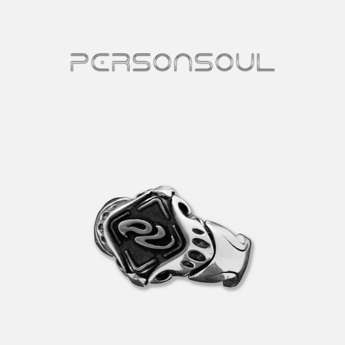 PERSONSOUL* Soul Human Meta-Symbol Command Stamp Ring 925 Silver Command Stamp Ring