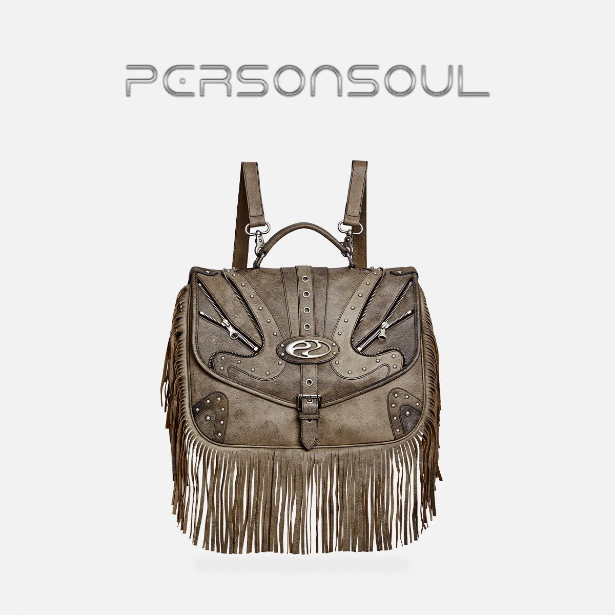 PERSONSOUL* soul human sheepskin punk tassel multi-form briefcase Sheepskin Bag