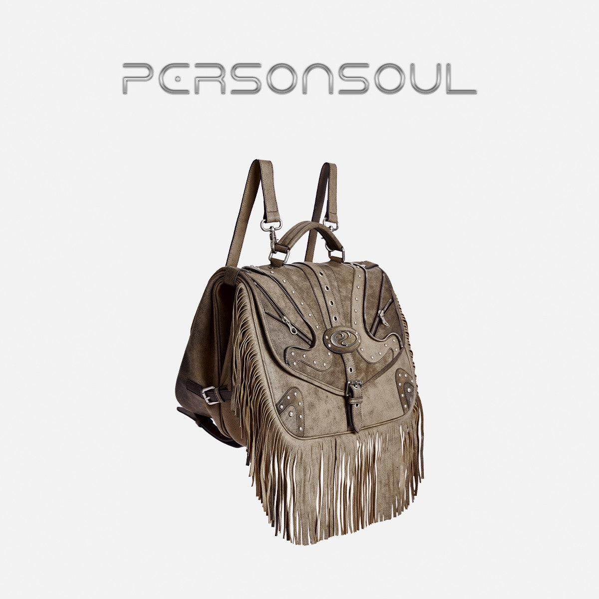 PERSONSOUL* soul human sheepskin punk tassel multi-form briefcase Sheepskin Bag