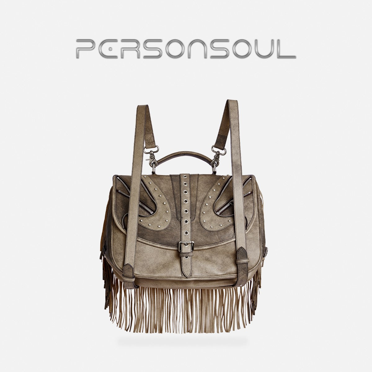 PERSONSOUL* soul human sheepskin punk tassel multi-form briefcase Sheepskin Bag